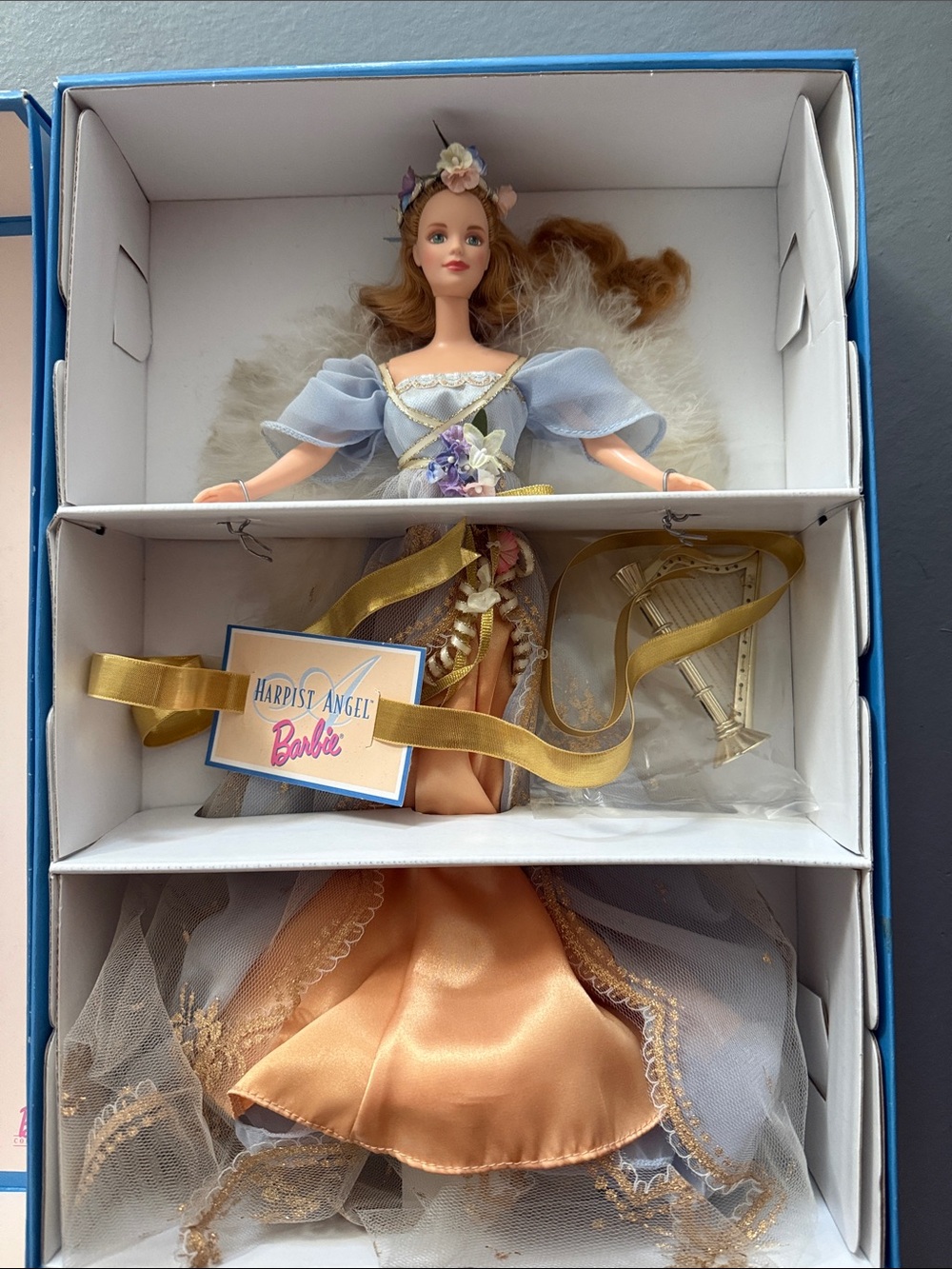 Barbie Harpist Angel Doll in Light Blue and Gold